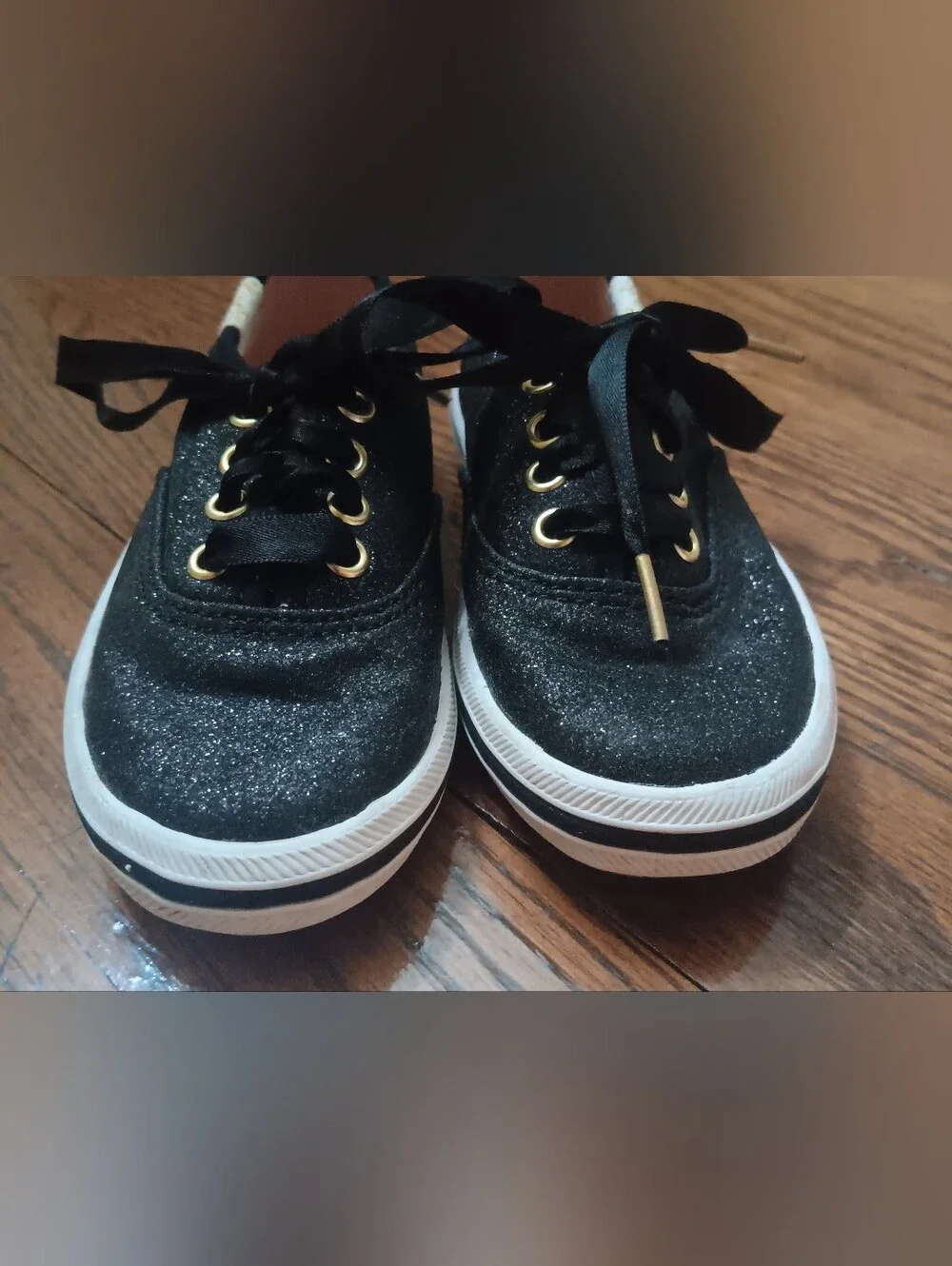 Keds x Kate Spade Champion Glitter Kids Sneakers – Black Sparkle – Size 7M